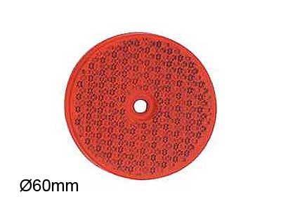 HEIJASTIN PYÖREÄ Ø60MM PUNAINEN LIIMATTAVA + KIINNITYSREIKÄ - Ajoneuvoheijastimet ja kilvet - 1606-16113 - 1