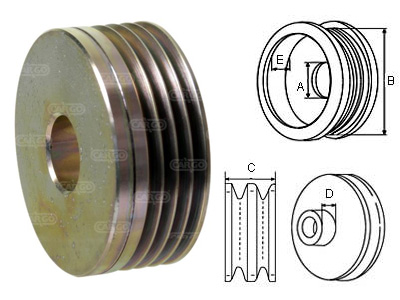 HIHNAPYÖRÄ 17/56MM 4-URA - Moniurahihnapyörä 4-uraa - C-131843 - 1