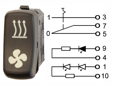 KATK. 0-1 MERKKIV. LISÄLÄMMITYKSEN PUHALLIN # - Katkaisijat, merkkikohtaiset - 1045-0610343 - 1