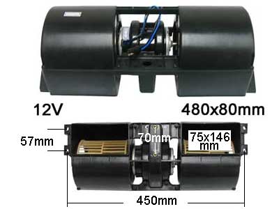PUHALLIN 12V TÄYD. 480X80 - Puhallinmoottorit ja vastukset ym - 9000-1403 - 1