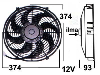 Yleismallin vapaatuuletin 12V puhaltava Ø374mm - Vapaatuulettimet, yleismallit - 9000-1443 - 1