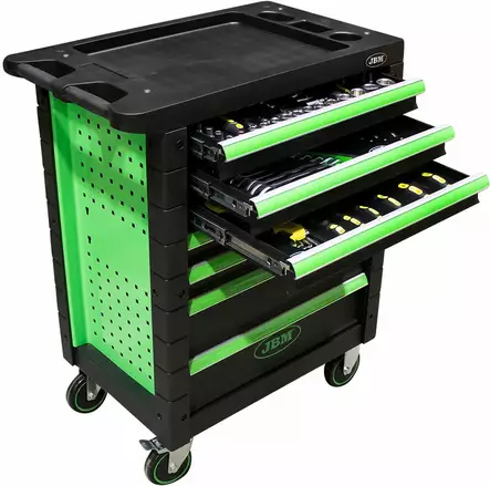 JBM työkaluvaunu työkaluilla 172-osaa vihreä/musta - Työkaluvaunut - 50-53904 - 1