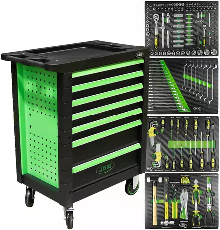 JBM työkaluvaunu työkaluilla 172-osaa vihreä/musta - Työkaluvaunut - 50-53904 - 2