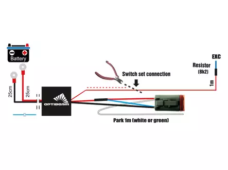 Johtosarja 1 lisävalolle DTP-4 12/24V 350/700W - Johtosarjat 1:lle valolle - 1605-WK044 - 4