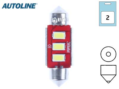 LED-POLTTIMOPARI 12V SV8,5 2,4W 36MM CANBUS 12844 # - LED-polttimot sukkula - 1608-87004 - 1