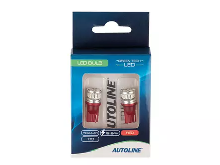 LED-POLTTIMOPARI T10 PUNAINEN AUTOLINE - LED-polttimot lasikanta - 1608-87404 - 2