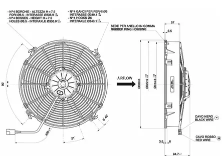 VAPAATUULETIN SPAL 24V 305/331MM IMEVÄ LL - Vapaatuulettimet, yleismallit - 9000-30102554 - 3
