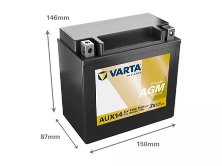 VARTA DYNAMIC AUX 13AH 200A 150X87X146MM +/- - VARTA vene- ja vapaa-ajan akut - 1820-AUX14 - 2
