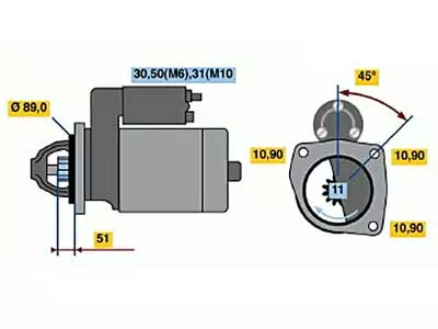 Bosch starttimoottori 24V 4.0kW 11-H GR - Volvo F/FL/FL6/N7 - Startit - 0001231014 - 2