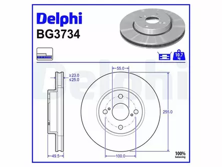 JARRULEVY DELPHI, 2 KPL / PKT, ETU, TOYOTA COROLLA, PRIUS - Jarrulevyt - BG3734 - 2
