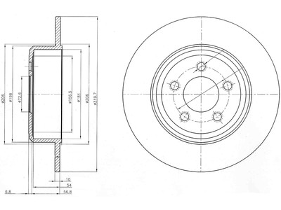 JARRULEVY DELPHI, 2 KPL / PKT, TAKA, CHRYSLER 300 C - Jarrulevyt - BG4074 - 1