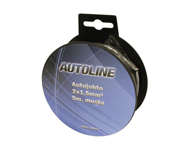 Autoline musta autojohto 2x1,5mm2 5m - Autojohdot 2-N - 1569-19024 - 1