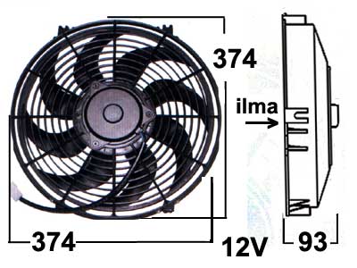 Yleismallin vapaatuuletin 12V imevä Ø374mm - Vapaatuulettimet, yleismallit - 9000-1444 - 1
