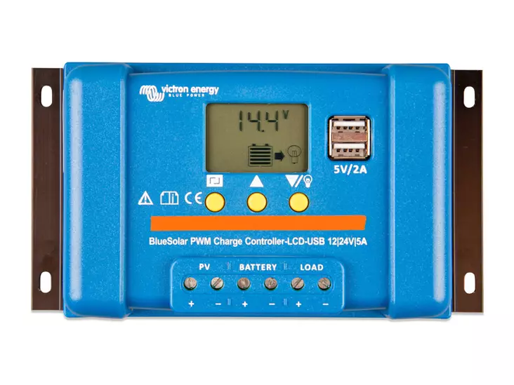 Victron Energy BlueSolar PWM-LCD&USB lataussäädin 12/24V 5A - Aurinkopaneelisäätimet - 1702-87664 - 1
