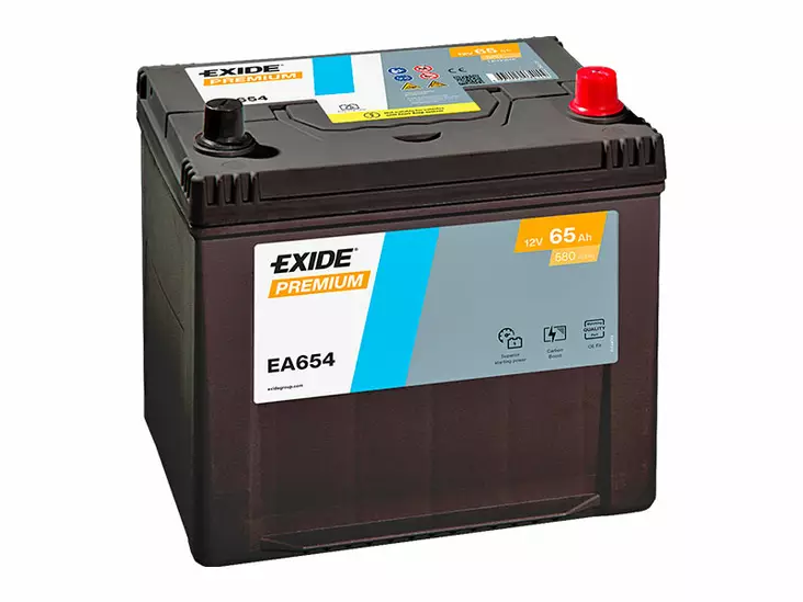 Exide EA654 Premium Carbon Boost käynnistysakku 12V 65Ah 580A -/+ - EXIDE käynnistysakut - 1815-EA654 - 1