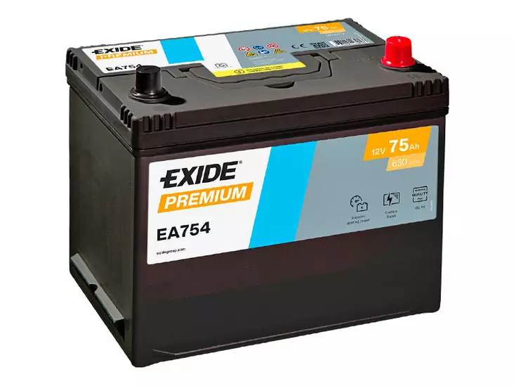 Exide EA754 Premium Carbon Boost käynnistysakku 12V 75Ah 630A -/+ - EXIDE käynnistysakut - 1815-EA754 - 1