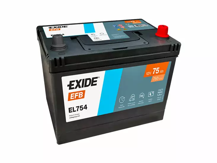 Exide EL754 EFB käynnistysakku 12V 75Ah 750A -/+ - EXIDE käynnistysakut - 1815-EL754 - 1