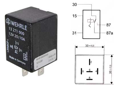 ASKELRELE 12V 5-NAP. 10/20A (+OHJAUS) - Yleismalliset Askel- valoreet - 1100-03105 - 1