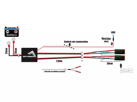 Relejohtosarja 2 parkilliselle lisävalolle 2 x DT-4 12V/24V 150W/300W - Johtosarjat 2:lle valolle - 1605-WK045 - 2