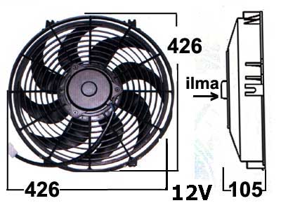 Yleismallin vapaatuuletin 12V puhaltava Ø426mm - Vapaatuulettimet, yleismallit - 9000-1445 - 1