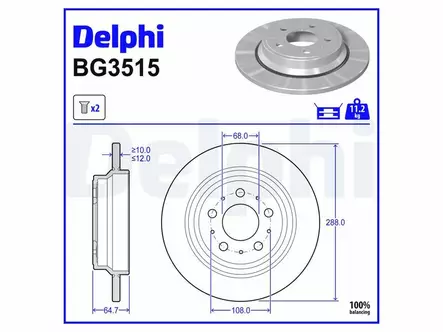 JARRULEVY DELPHI, 2 KPL / PKT, TAKA, VOLVO - Jarrulevyt - BG3515 - 2