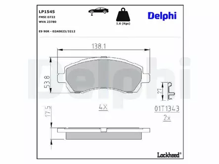 JARRUPALASARJA DELPHI ETU, SUBARU - Jarrupalasarjat - LP1545 - 2