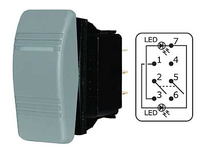 Blue Sea keinukytkin 8275 - ON-ON 12-24V harmaa 2x led-merkkivalolla - Blue Sea Katkaisijat - 1790-8275 - 1