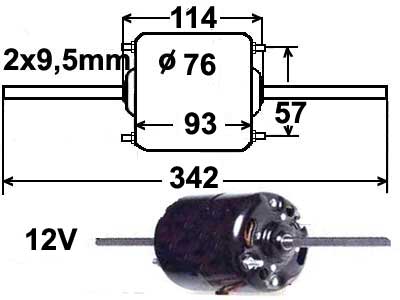 LÄM.MOOT. 12V 2X9,6MM/75 - Puhallinmoottorit & vastukset merkkihaku - 9000-1425 - 1