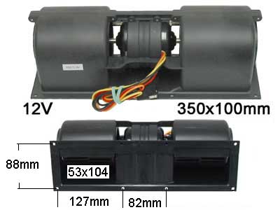 PUHALLIN 12V 150W 3-NOPEUTTA TÄYD 350X100MM - Puhallinmoottorit ja vastukset ym - 9000-1395 - 1