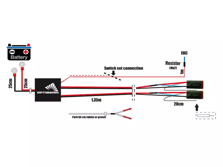 Relejohtosarja 2 parkilliselle lisävalolle 2 x DT-4 12V/24V 150W/300W - Johtosarjat 2:lle valolle - 1605-WK045 - 2