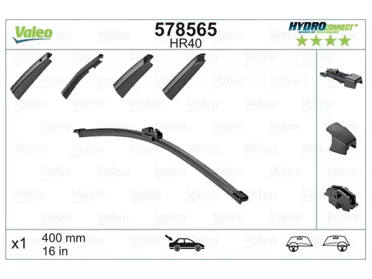 VALEO HR40 HYDROCONNECT REAR 40CM - Pyyhkijänsulat merkkikohtaiset - 578565 - 2