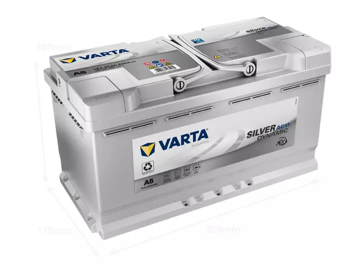 Varta A5 Silver Dynamic AGM xEV käynnistysakku 12V 95Ah 850A -/+ - VARTA käynnistysakut - 1810-A5 - 1