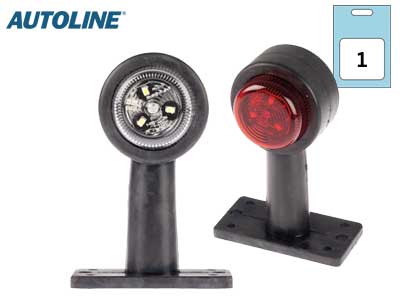 AUTOLINE LED ÄÄRIVALO PUN/VAL. KUMIVARSI 12-24V - Kumivarsi äärivalot - 1606-40106 - 1