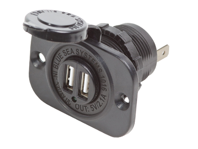 Blue Sea 1016 USB-pistorasia musta 12/24V 2 x USB-A - Blue Sea Muut tarvikkeet - 1790-1016 - 1