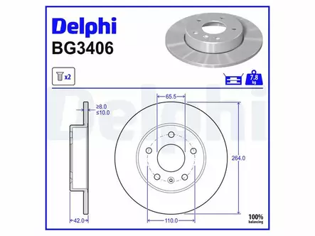 JARRULEVY DELPHI, 2 KPL / PKT, TAKA, OPEL ASTRA - Jarrulevyt - BG3406 - 2