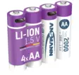 Ansmann AA 1,5V 2000Mah Li-Ion akkuparisto (ladattava) - AA paristot - 1312-0036 - 1