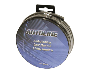 Autoline musta autojohto 2x2,5mm2 10m - Autojohdot 2-N - 1569-19026 - 1