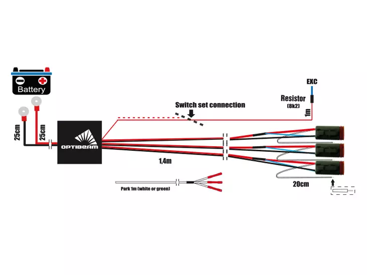 Relejohtosarja 3 parkilliselle lisävalolle 3 x DT-4 12V/24V 145W/250W - Johtosarjat 3:lle valolle - 1605-WK046 - 2