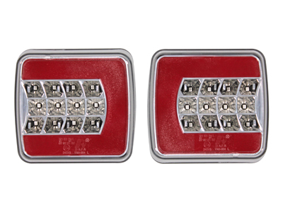 TAKAVALOPARI ( VAS+OIK) LED # GLO-TRAC 12/24V - LED-neliö takavalot - 1606-27696 - 1