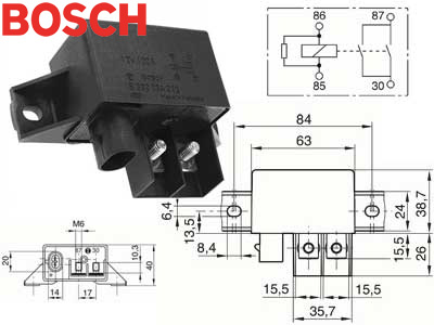 Bosch kytkentärele tehomalli 12V 150A 4-nap vastuksella B- kytkentä - 0 986 332 086 - Hehkureleet merkkihaku - 0986332086 - 1