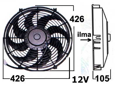 Yleismallin vapaatuuletin 12V imevä Ø426mm - Vapaatuulettimet, yleismallit - 9000-1446 - 1