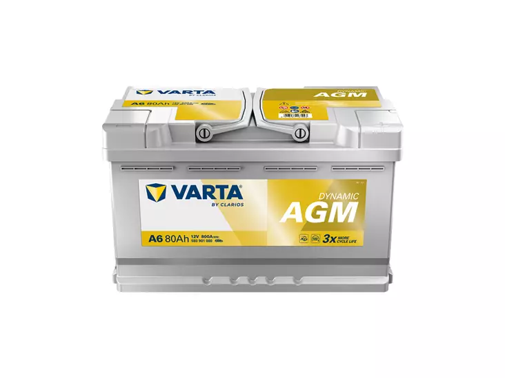 Varta A6 Dynamic AGM käynnistysakku 12V 80Ah 800A -/+ - VARTA käynnistysakut - 1820-A6 - 1