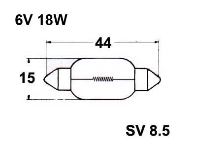 POLTTIMO 500624 6V 18W 1750 15X40MM - Halogen sukkulapolttimot 6V - 6807 - 1