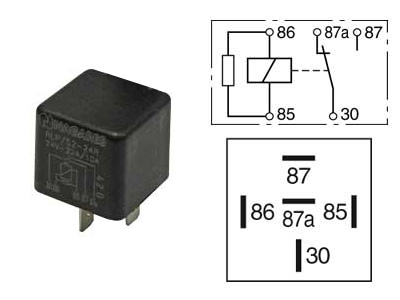 RELE 24V 10/22A 5-N. 87A, VASTUS, ILMAN PIDINTÄ - Kytkentärele 24V 5-nap - 1100-03087 - 1