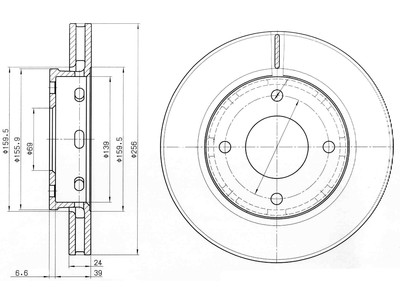 JARRULEVY DELPHI, 2 KPL / PKT, ETU, MITSUBISHI COLT - Jarrulevyt - BG3987 - 1