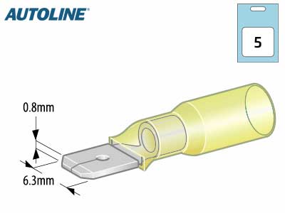 KUTISTELIITIN AUTOLINE KELT. 6,3 UROS 5KPL - Kutisteliittimet - 1569-20077 - 1