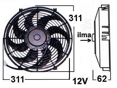 Yleismallin vapaatuuletin 12V puhaltava Ø311mm - Vapaatuulettimet, yleismallit - 9000-1487 - 1