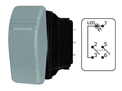 Blue Sea keinukytkin 8218 - OFF-ON 12-24V harmaa led-merkkivalolla - Blue Sea Katkaisijat - 1790-8218 - 1