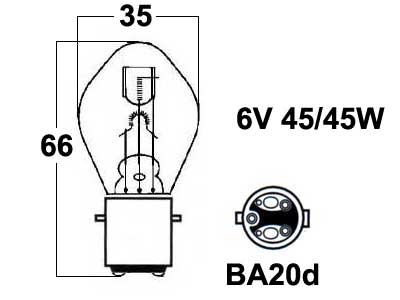 Autoline 45/40W BA20d 6V metallikantapolttimo 1kpl - Halogen metallikantapolttimot 6V - 6748 - 1