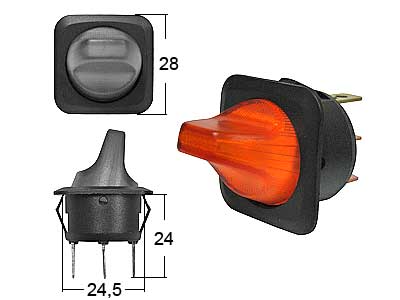 KELTAINEN VIPUKYTKIN PYÖREÄ ON-OFF LED-MERKKIVALOLLA - Vipukytkimet valolla - 1570-30048 - 1